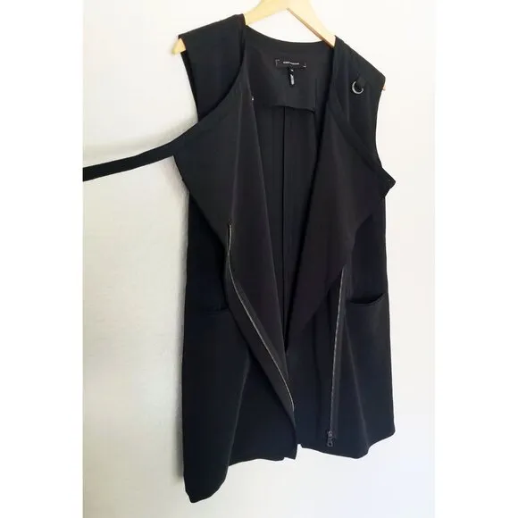 Robert Rodriguez Black Tilda Vest M Longline Asymmetric Zip Up Sleeveless Grunge